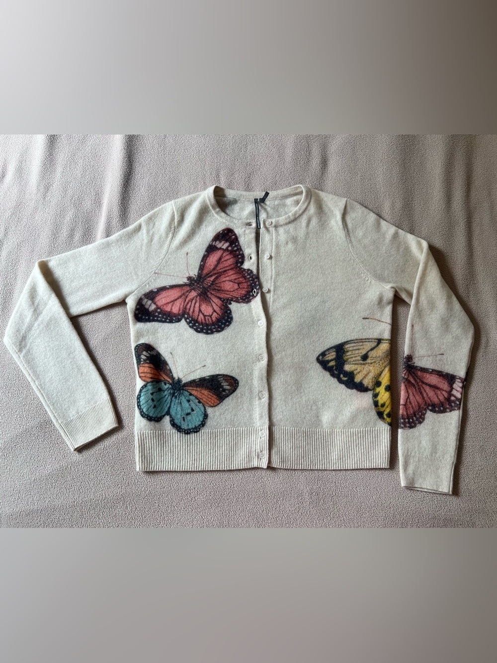 Anthropologie Cashmere Cardigan with Butterfly Prints